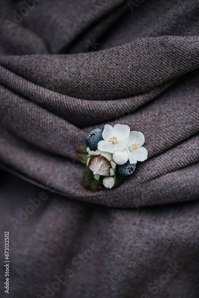Obraz Handmade brooch made of polymer clay Hazelnut