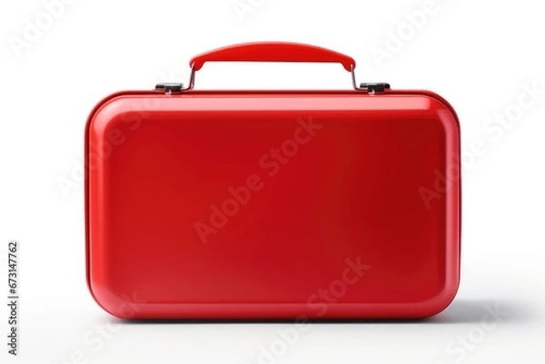 Fototapeta red lunch box mockup for meal on white background, container for food