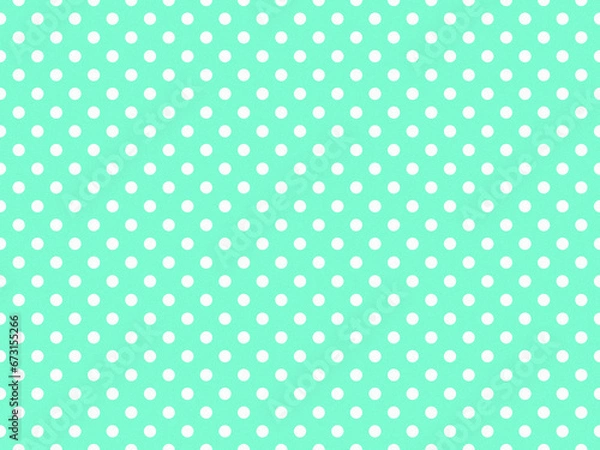 Fototapeta texturised white color polka dots over aquamarine cyan backgroun