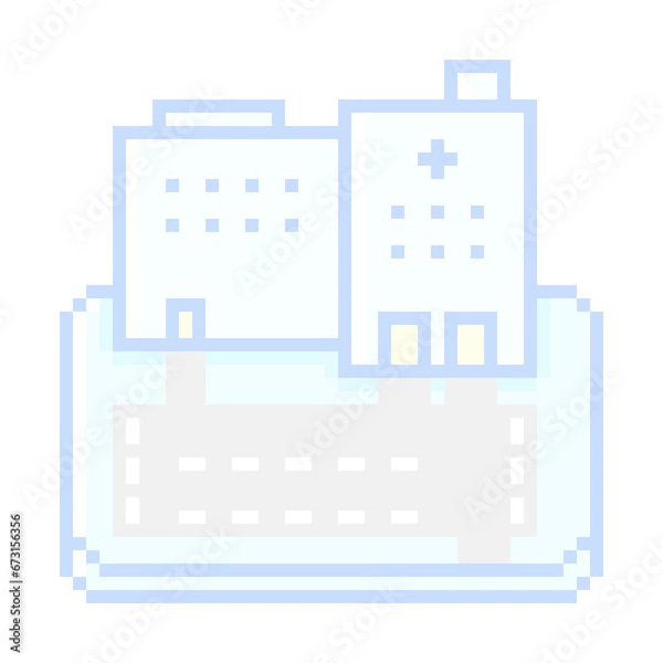 Obraz ピクセルアートな大きい病院エリア★PNG