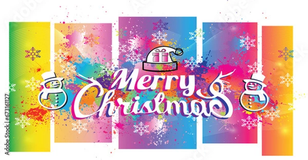 Fototapeta Happy New Year 2023. Logo icon design. Background. Colorful paint drops ink splashes. Vector illustration.