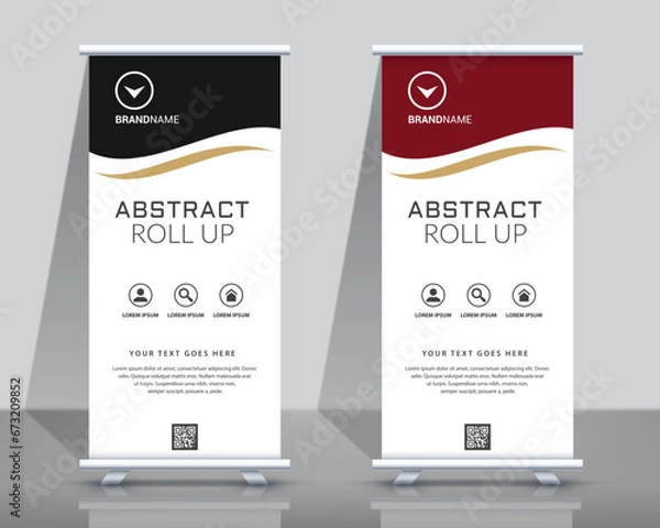 Obraz Business roll up banner template. standee design. banner template. Also suitable for standee or x-banner, flag banner, vertical signboard, vertical billboard, brochure or flyer
