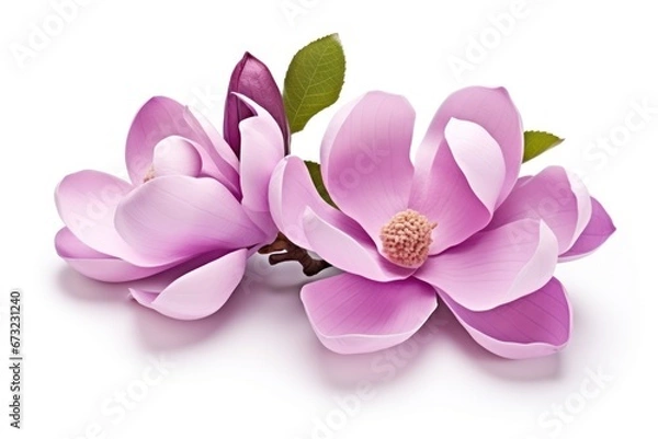 Fototapeta Purple pink magnolia flower isolated on white background, with clipping path