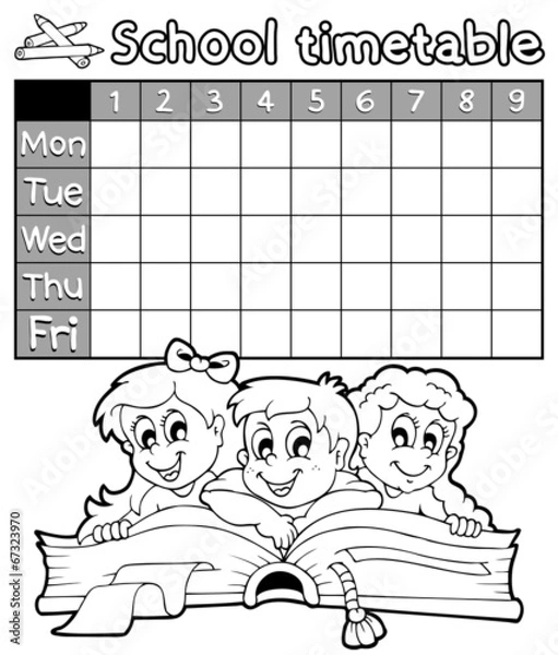 Obraz Coloring book school timetable 2
