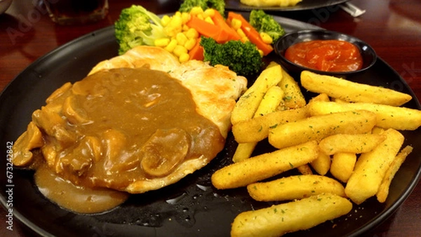 Fototapeta Mushroom sauce Chicken steak