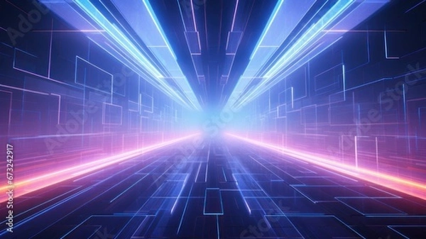 Fototapeta abstract blue background with rays