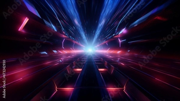 Fototapeta Tech abstract background with glowing lights