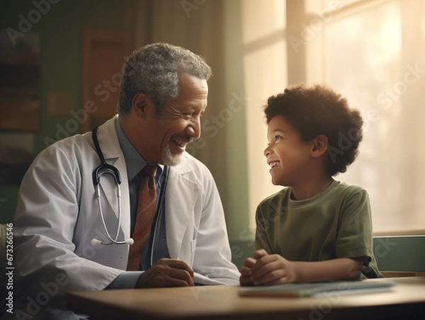 Obraz Pediatrician talking to child patient