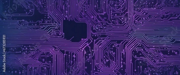 Fototapeta High resolution abstract blue and purple technology circuit board background