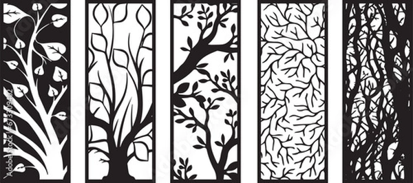 Fototapeta Decorative wall panels set, pattern with abstract