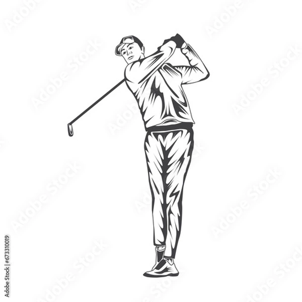 Fototapeta Retro Golf Player Vector