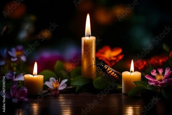 Obraz candles and flowers