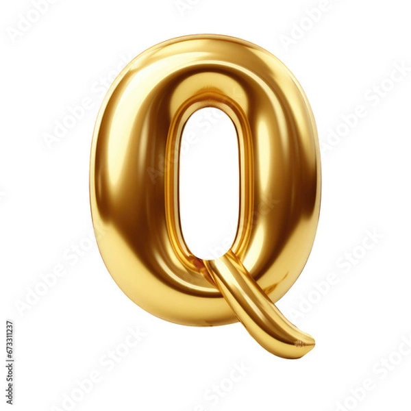 Fototapeta Gold metallic Q alphabet balloon Realistic 3D on white background.