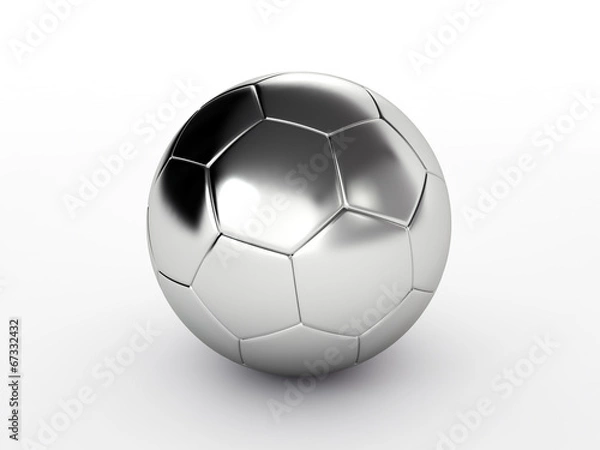 Fototapeta silver soccer ball isolated on white background