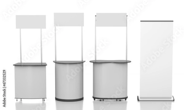 Fototapeta booth or kiosk from front view with display isolated on white