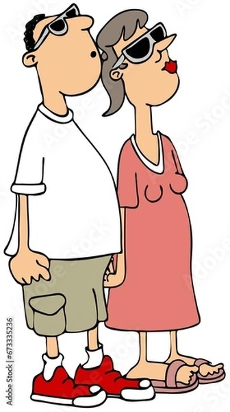 Obraz A young couple watching a solar eclipse