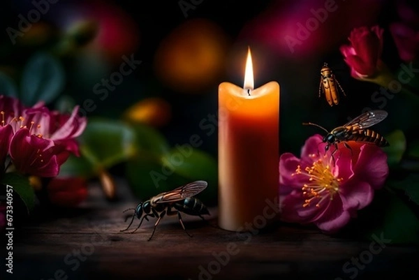 Obraz candle and flower