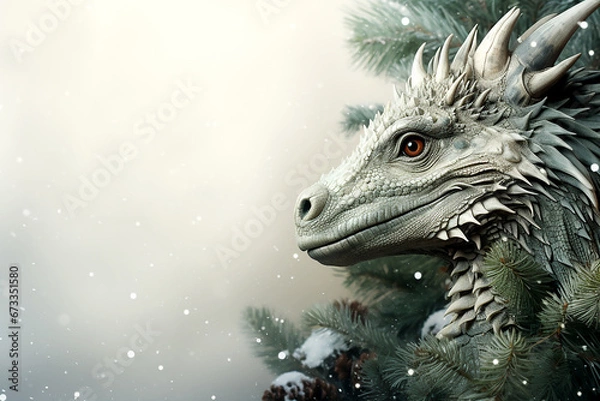 Obraz New year background with green dragon