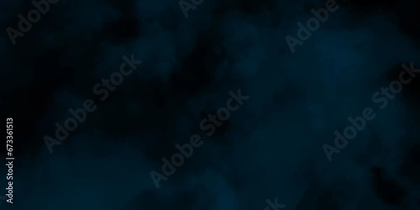 Fototapeta Navy Blue background with clouds, dark blue grunge texture with grainy, Light canvas for modern creative grunge design. Watercolor on deep dark blue paper background. Vivid textured aquarelle painted