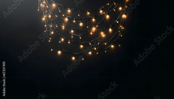 Obraz String lights hanging against a dark background