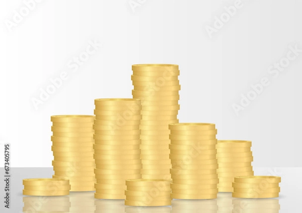 Fototapeta Golden Coin Stack. Stack of Coin. Pile of Golden Coin. Saving, Investment and Wealth Concept. Vector Illustration. 