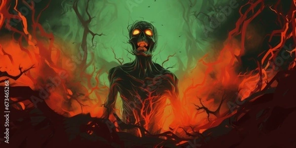 Fototapeta Illustration of a terrifying zombie.