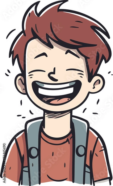 Fototapeta Smiling happy boy. Vector illustration in doodle style.