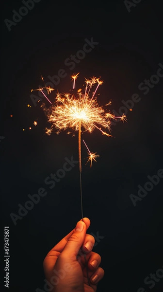 Obraz Burning sparkler on dark background
