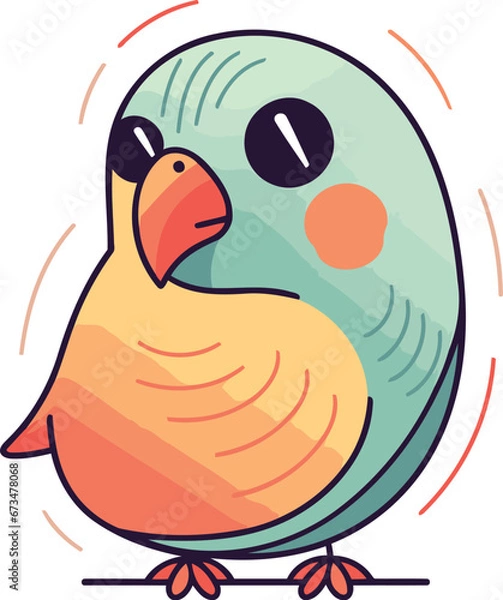 Fototapeta Cute parrot. Vector illustration in flat style. Isolated on white background.