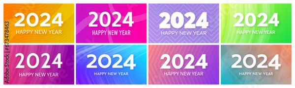 Fototapeta 2024 Happy New Year on colorful backgrounds