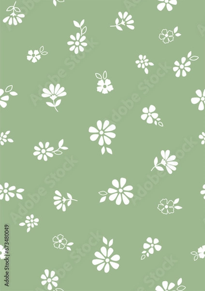 Fototapeta flower pattern, floral repeat vector, white flower vector