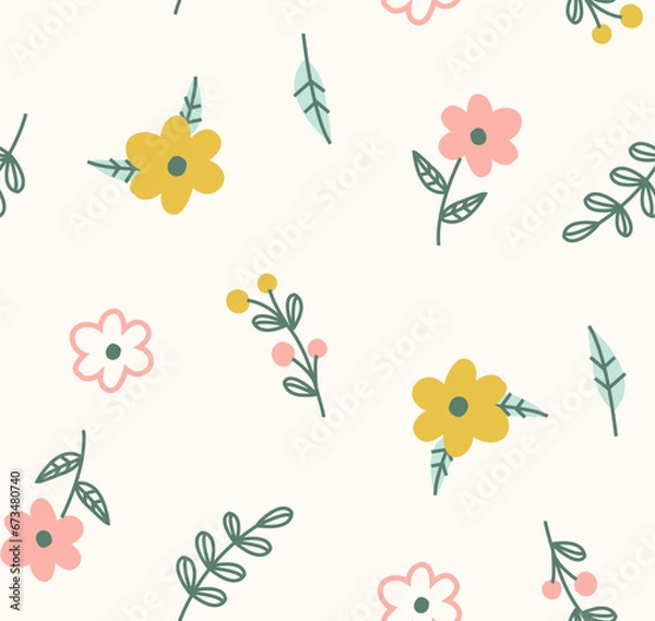 Fototapeta Seamless pattern with flower, flower vector