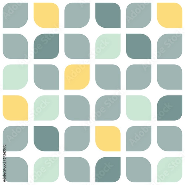Fototapeta Abstract gray yellow rounded squares seamless pattern background