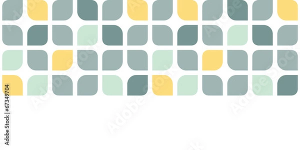 Fototapeta Abstract gray yellow rounded squares horizontal seamless pattern