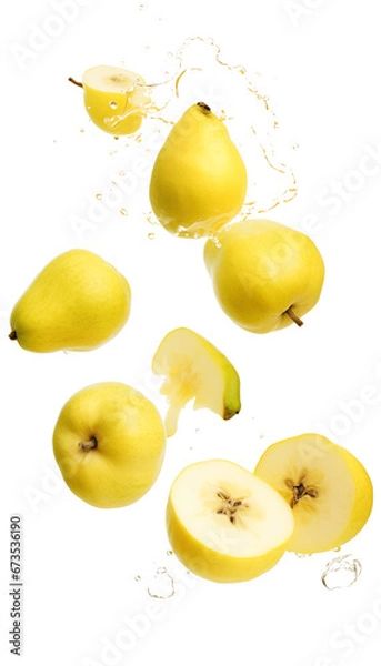 Fototapeta Pears with Water Splashes, Transparent Background, PNG, Fresh Fruit Image