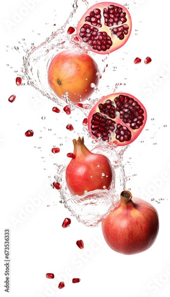 Fototapeta Sliced Grapefruit with Water Drops, Clear Transparent Background, High-Quality Image