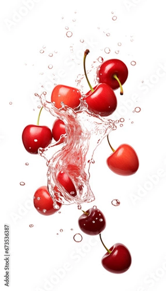 Fototapeta herries with Water Splashes, Transparent Background, PNG Image