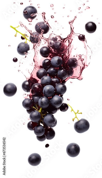 Fototapeta Grapes with Water-Wine Splashing, Transparent Background, PNG - Fresh Fruit, Vineyard Produce, Healthy Diet Concept