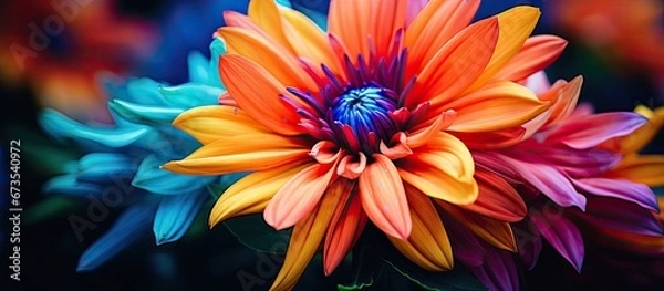 Fototapeta The close up view of the summer flower is teeming with vibrant colors and exquisite beauty
