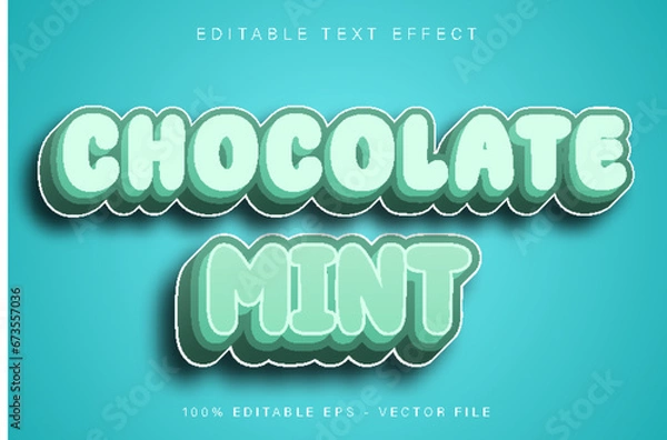 Obraz Chocolate Mint Editable Text Effect Cartoon Style