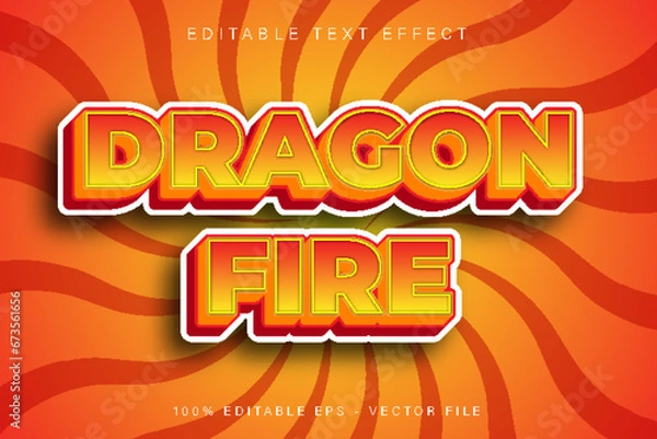 Obraz Dragon Fire Editable Text Effect Cartoon Style