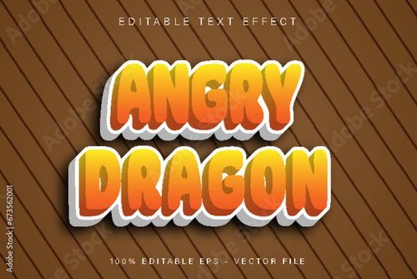 Obraz Dragon Angry Editable Text Effect Cartoon Style