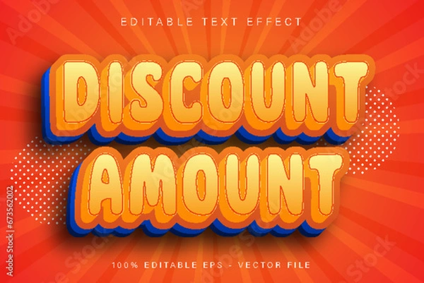 Obraz Discount Amount Editable Text Effect Cartoon Style