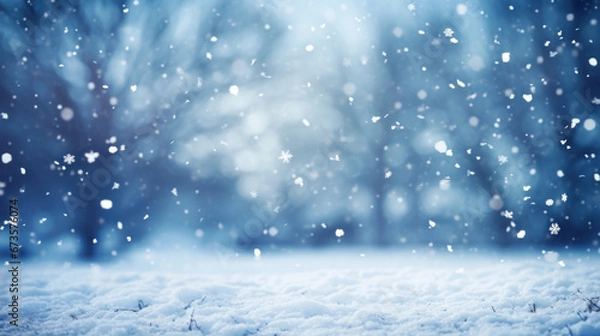 Fototapeta Christmas abstract background with snowflakes