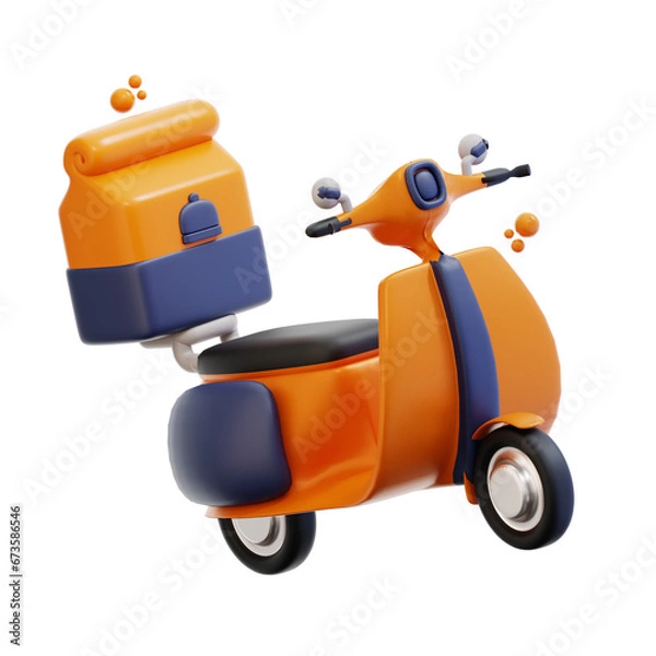 Obraz 3d rendering food delivery bike illustration