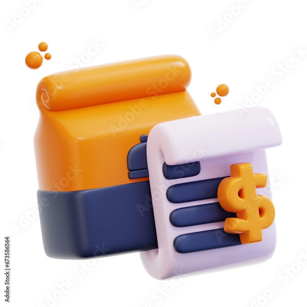 Obraz 3d rendering food bill illustration