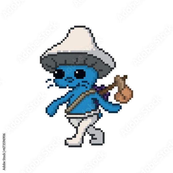 Obraz Blue smurf, pixel art meme