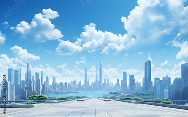 Fototapeta Modern city with skyscrapers