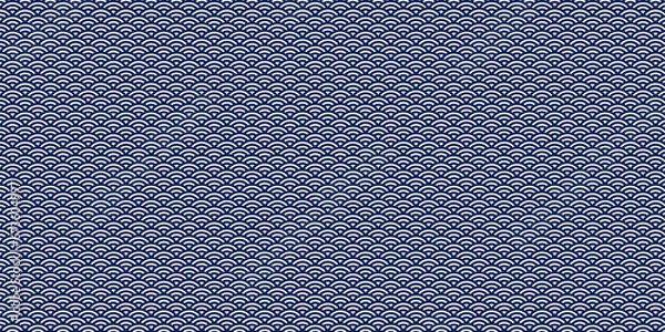 Obraz 和柄背景素材ーシンプルな藍色の青海波