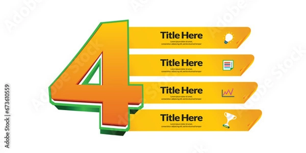 Obraz Infographic template. Creative / successful concept with 4 steps. Can be used for work diagrams, education, web design. Business vector illustration